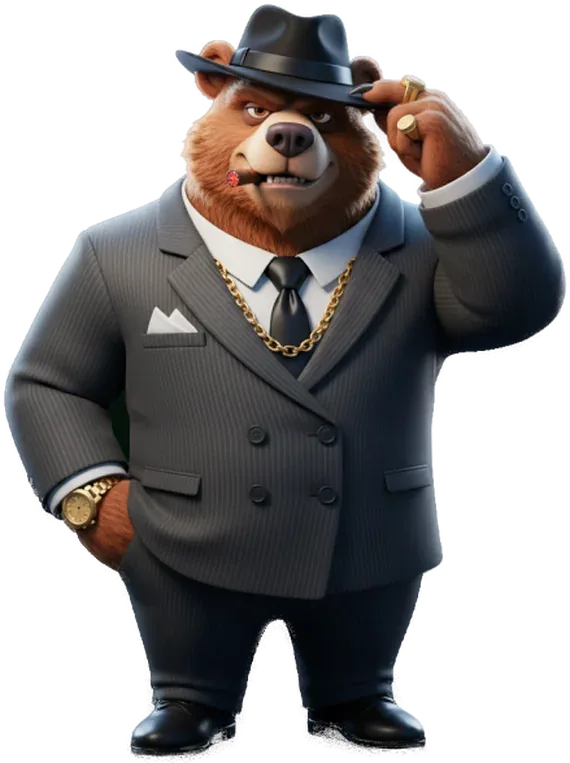 3D mobster bear character